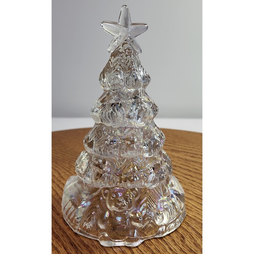 Fenton Iridescent Clear Glass Christmas Tree Teddy Bear Train Holiday Decor